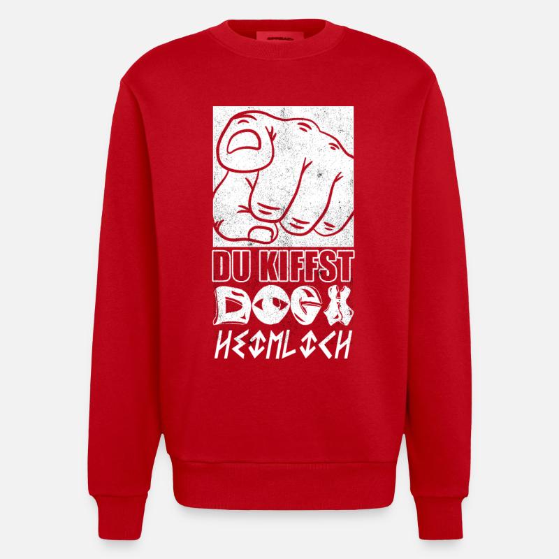 Du Kiffst doch Heimlich - Heavyweight Oversized Organic Crew Neck Made in EU - Rot