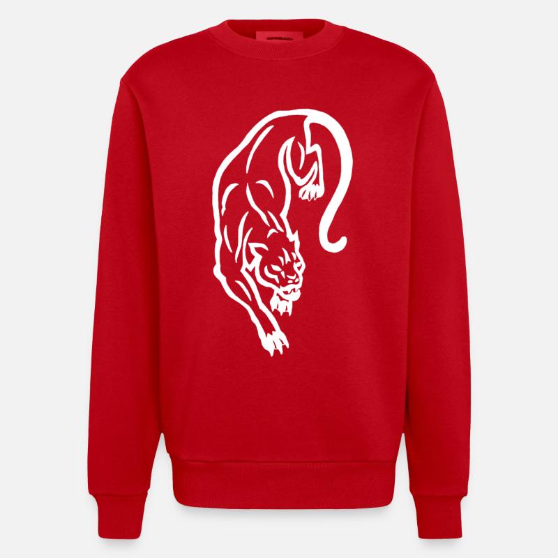 Silhouette de panthère blanche - Sweat bio épais oversize fabriqué en UE - rouge