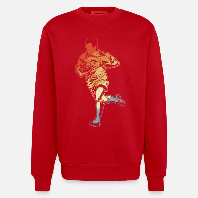 Rugby Sketch - Heavyweight Oversized Organic Crew Neck Made in EU - red
