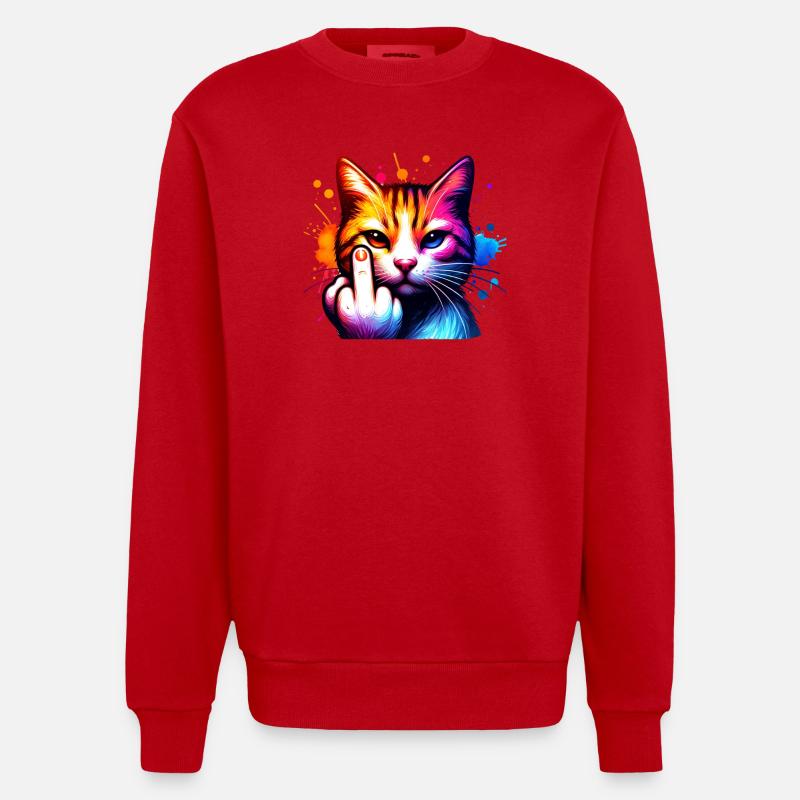 Drôle de chat maléfique - Sweat bio épais oversize fabriqué en UE - rouge