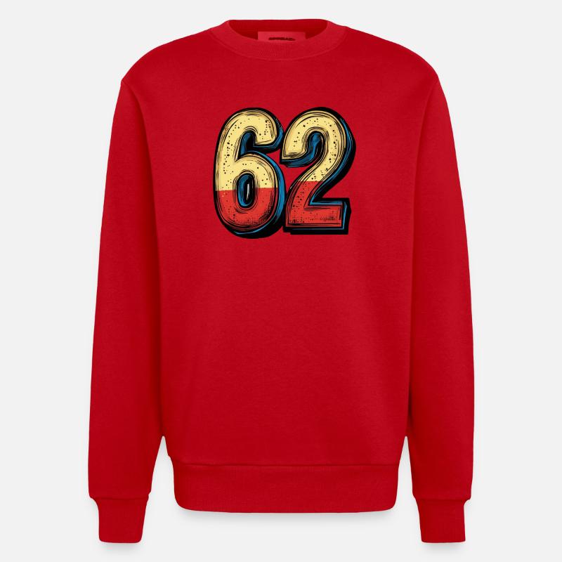 62 Number Comic - Heavyweight Oversized Organic Crew Neck Made in EU - red