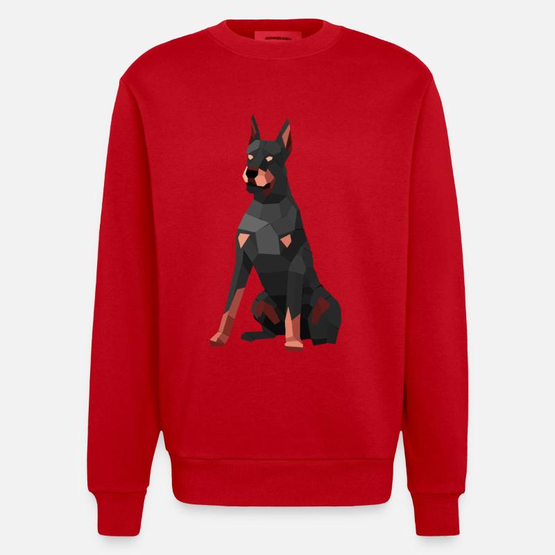 Moderner Dobermann – Low-Poly-Kunst - Heavyweight Oversized Organic Crew Neck Made in EU - Rot