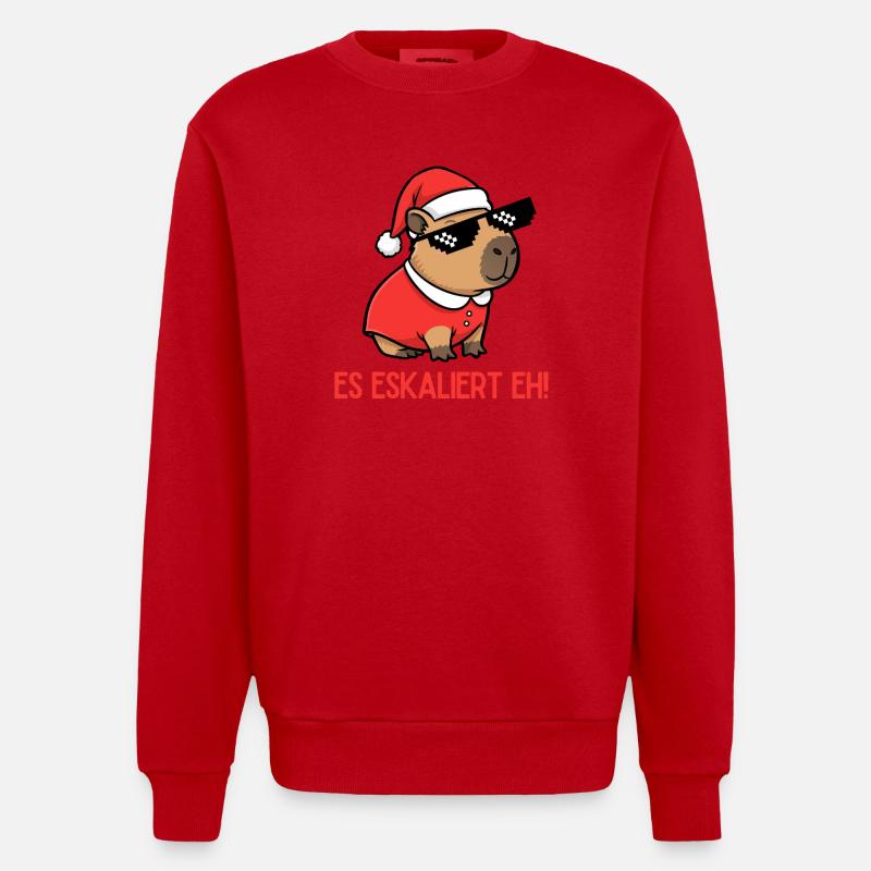 Es eskaliert eh – Weihnachtsfeier Edition 🎄🎉 - Heavyweight Oversized Organic Crew Neck Made in EU - Rot