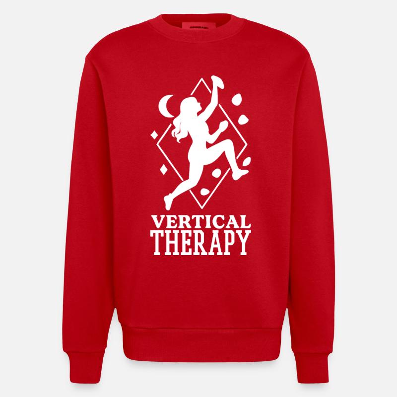 Vertical Therapy: Bouldern & Klettern Boho Design - Heavyweight Oversized Organic Crew Neck Made in EU - Rot