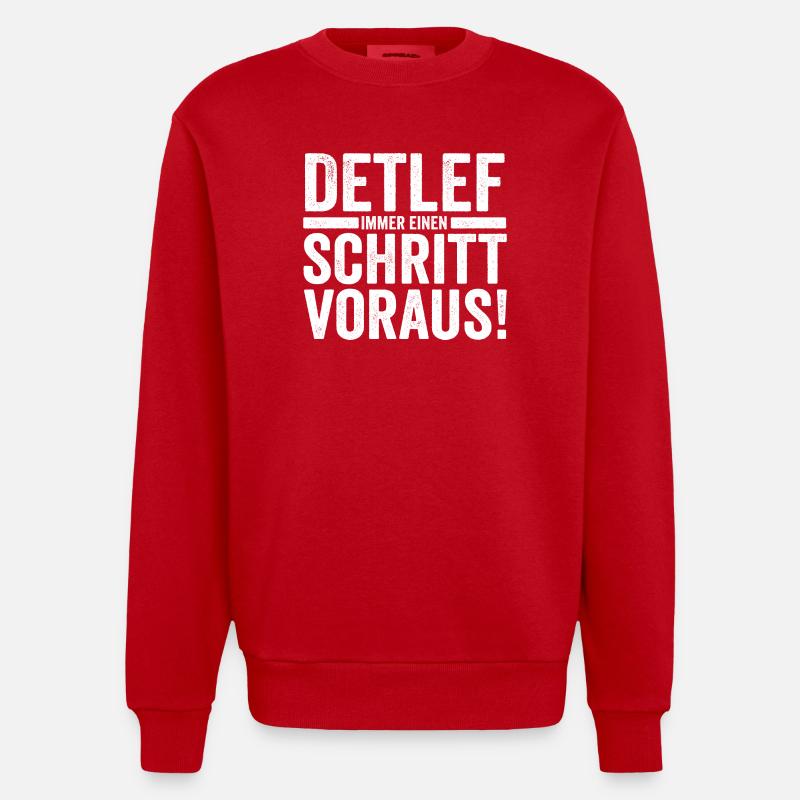 First name Detlef - Heavyweight Oversized Organic Crew Neck Made in EU - red