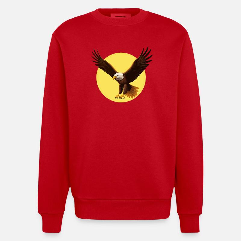 Aigle devant le soleil - Sweat bio épais oversize fabriqué en UE - rouge