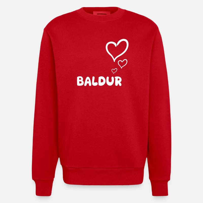 Gift for Baldur - Heavyweight Oversized Organic Crew Neck Made in EU - red