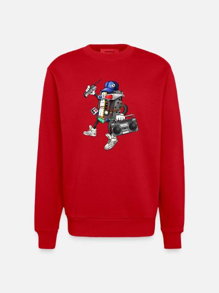 80s Retro Funky Design - Heavyweight Oversized Organic Crew Neck Made in EU - red