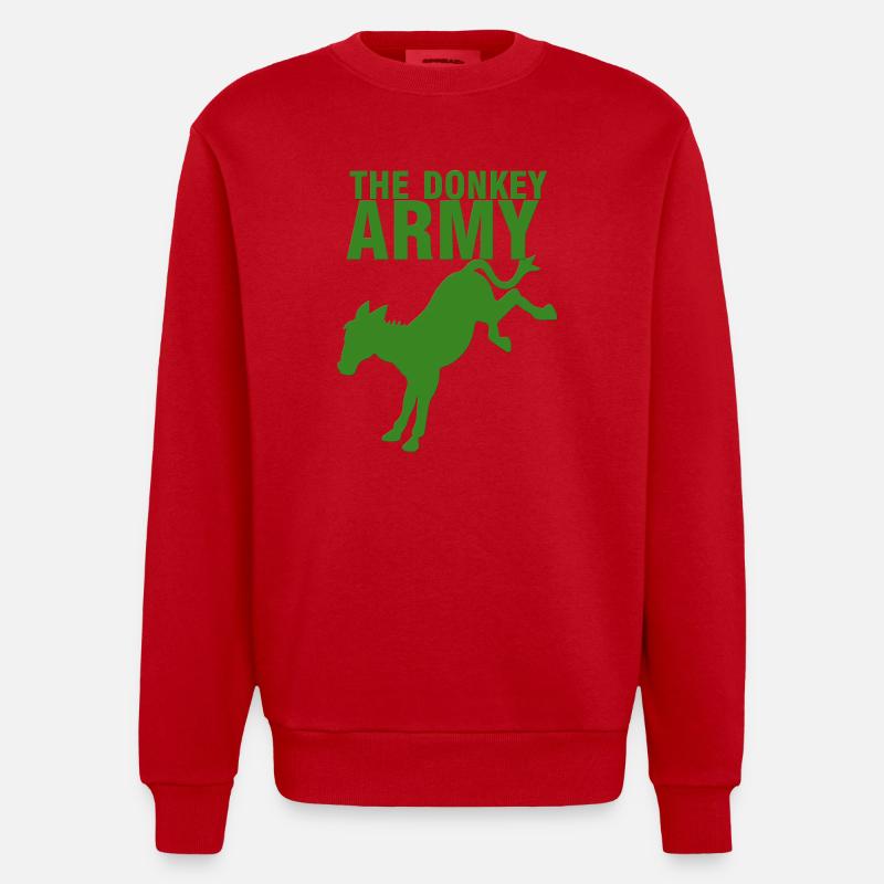 Âne / ferme: L'Armée Ane - Sweat bio épais oversize fabriqué en UE - rouge