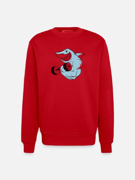 shark_bodybuilder - Sweat bio épais oversize fabriqué en UE - rouge
