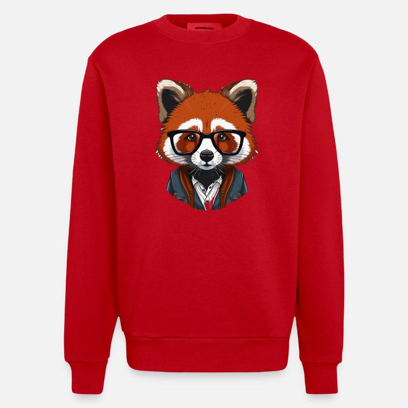 Red Panda en hipster - Sweat bio épais oversize fabriqué en UE - rouge