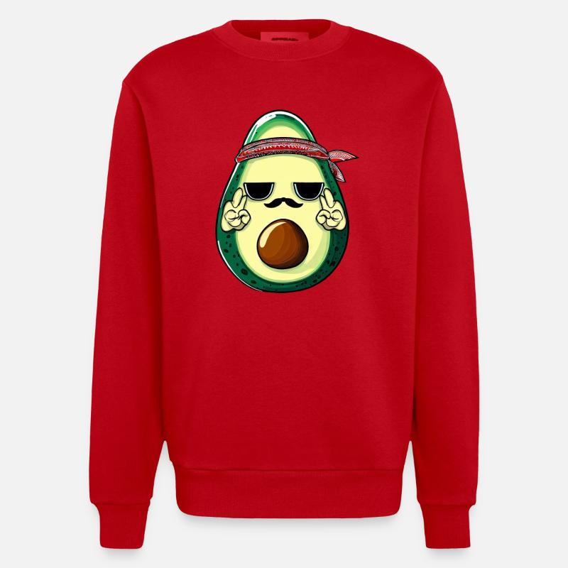 Hippie Avocado mit Bart - Heavyweight Oversized Organic Crew Neck Made in EU - Rot
