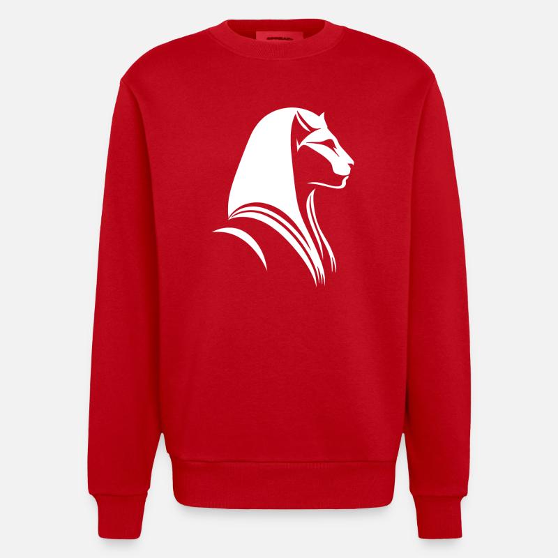 Chat Egypte Pharaon Silhouette - Sweat bio épais oversize fabriqué en UE - rouge