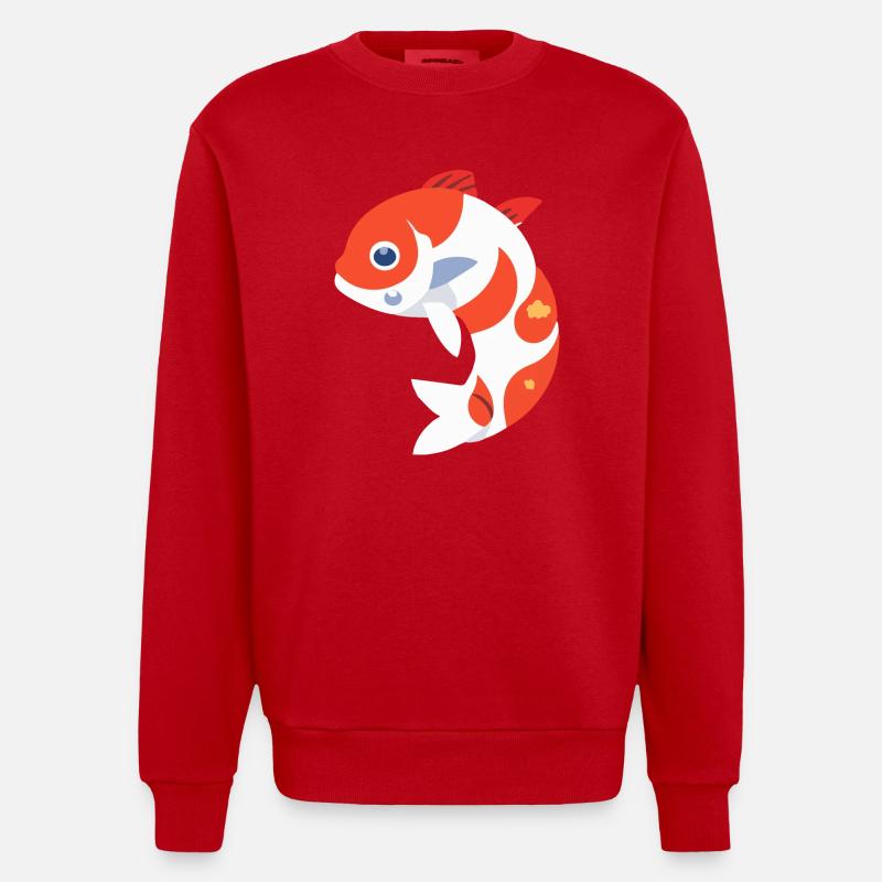 Poisson koï blanc et rouge - Sweat bio épais oversize fabriqué en UE - rouge