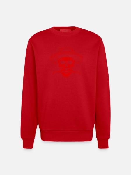 Mexican Skull Sombrero - Heavyweight Oversized Organic Crew Neck Made in EU - red