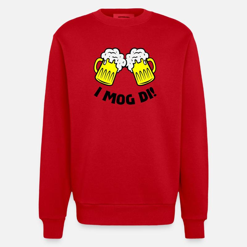 bière i mog di - Sweat bio épais oversize fabriqué en UE - rouge