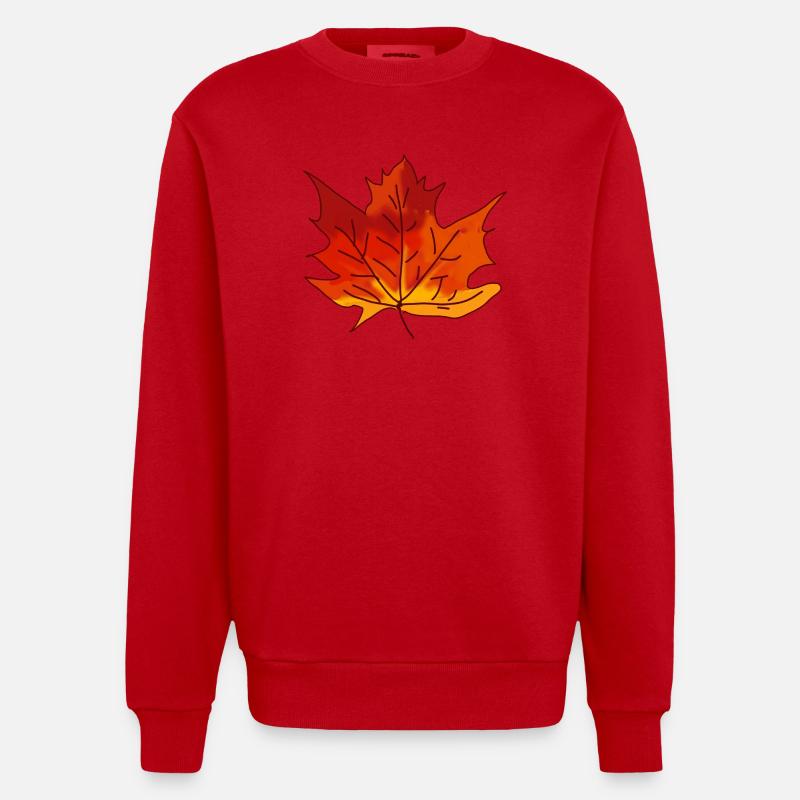 Art de la feuille d’érable - Sweat bio épais oversize fabriqué en UE - rouge