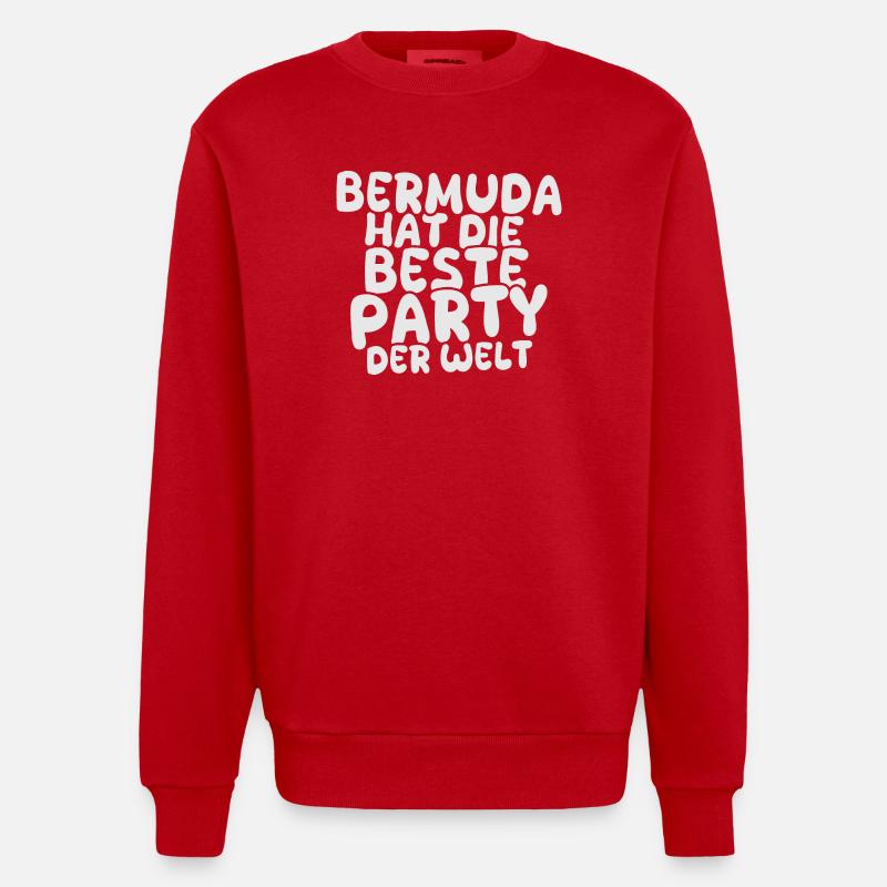 Gift for Bermuda - Heavyweight Oversized Organic Crew Neck Made in EU - red