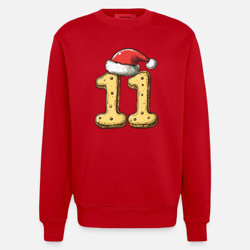 11 Numéro Noël - Sweat bio épais oversize fabriqué en UE - rouge
