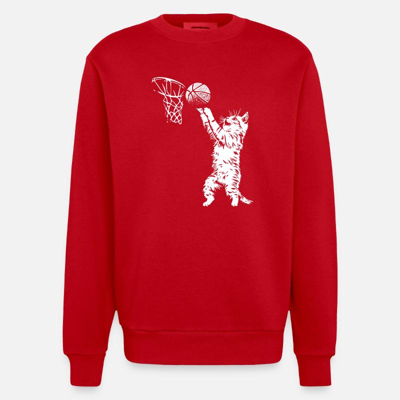 Dunk de basket-ball pour chat - Sweat bio épais oversize fabriqué en UE - rouge