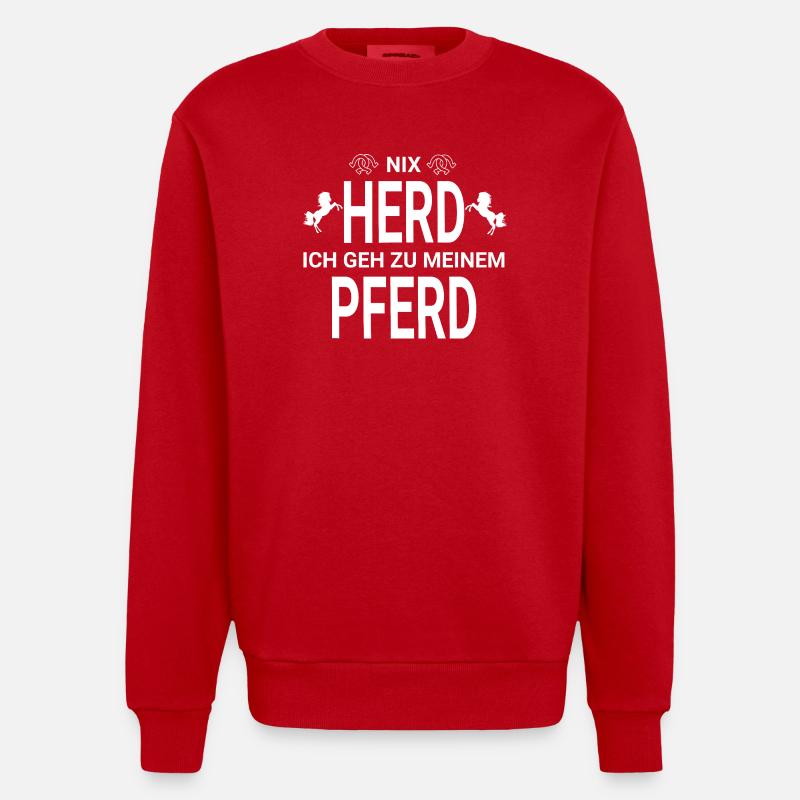 Nix Herd Pferd - Heavyweight Oversized Organic Crew Neck Made in EU - Rot