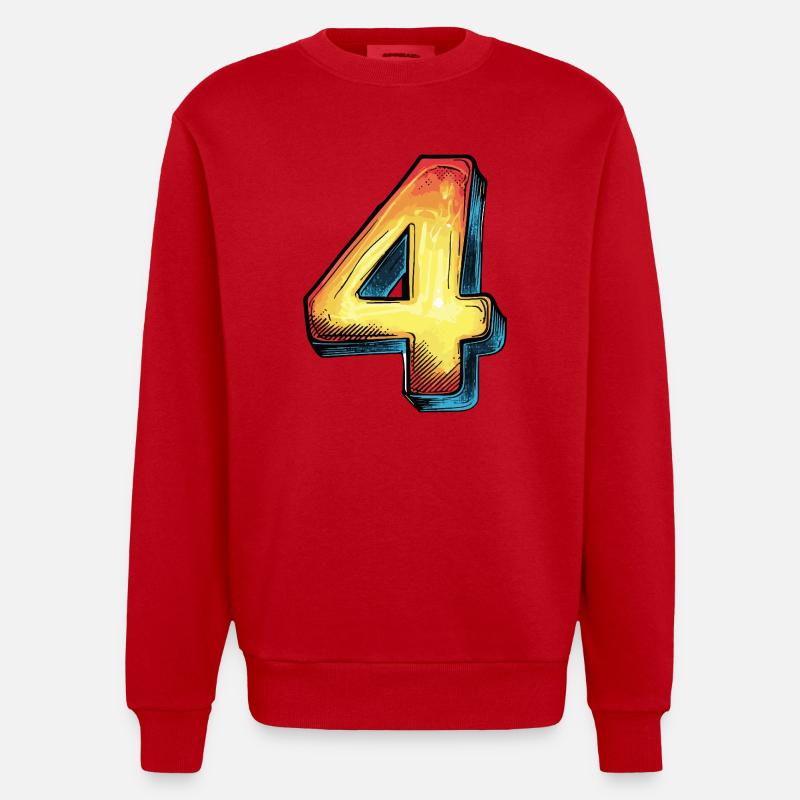 Bande dessinée à 4 chiffres - Sweat bio épais oversize fabriqué en UE - rouge