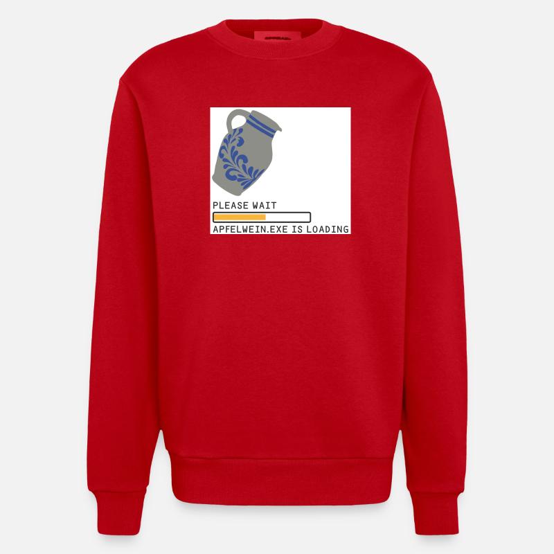 Bembel Loading please wait - Heavyweight Oversized Organic Crew Neck Made in EU - red