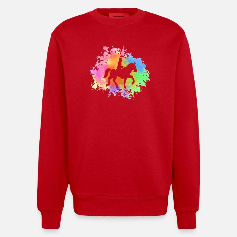 Reiten Pferde - Heavyweight Oversized Organic Crew Neck Made in EU - Rot