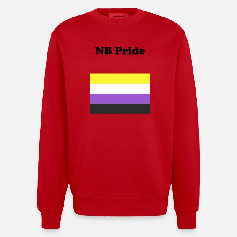 Non Binary NB Pride - Heavyweight Oversized Organic Crew Neck Made in EU - red