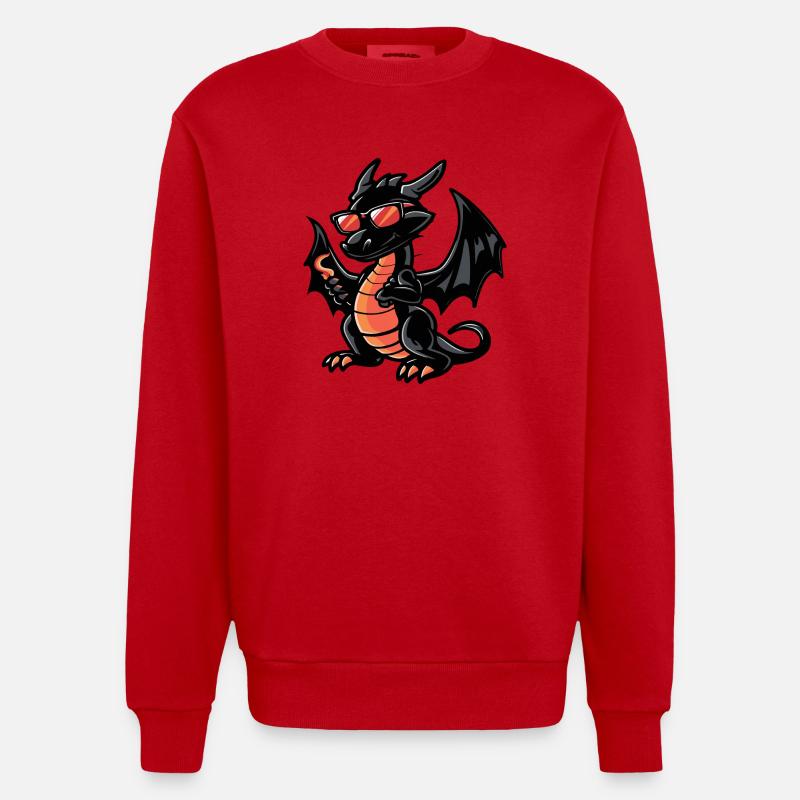 Dragon Bande Dessinée Cool - Sweat bio épais oversize fabriqué en UE - rouge