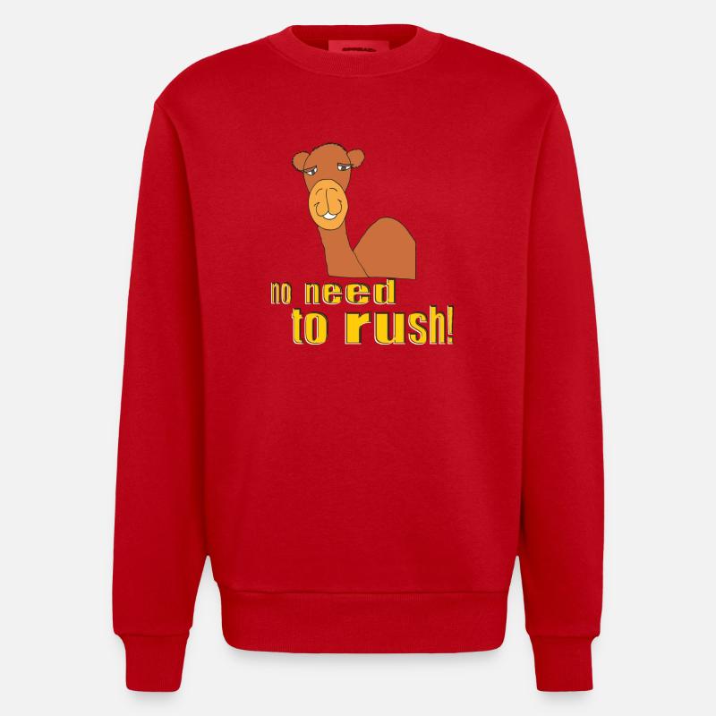 kamel no need to rush - Heavyweight Oversized Organic Crew Neck Made in EU - Rot