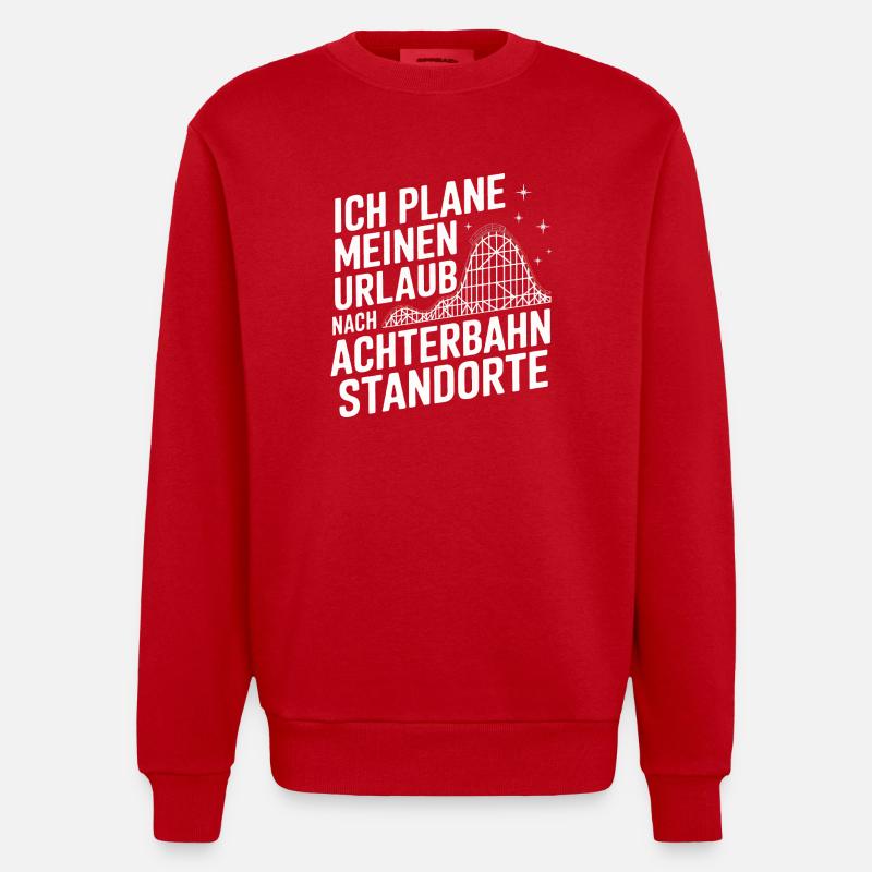 Achterbahn Freizeitpark Roller Coaster - Heavyweight Oversized Organic Crew Neck Made in EU - Rot