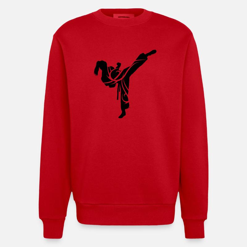 Tribal karate female - Sweat bio épais oversize fabriqué en UE - rouge