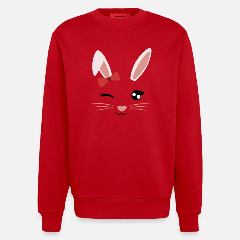Gesicht Hasenmädchen - Heavyweight Oversized Organic Crew Neck Made in EU - Rot