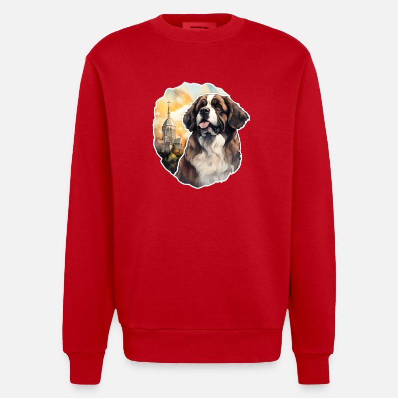 Saint-Bernard devant l’église - Sweat bio épais oversize fabriqué en UE - rouge