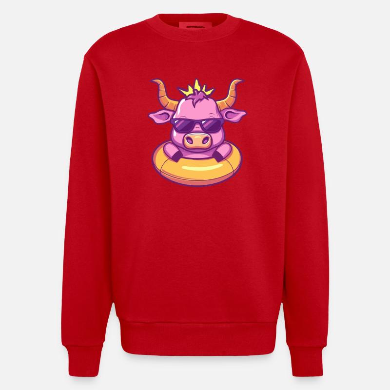 Bande dessinée d’été Taureau - Sweat bio épais oversize fabriqué en UE - rouge