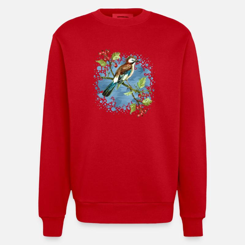 Bunter Vogel - Heavyweight Oversized Organic Crew Neck Made in EU - Rot