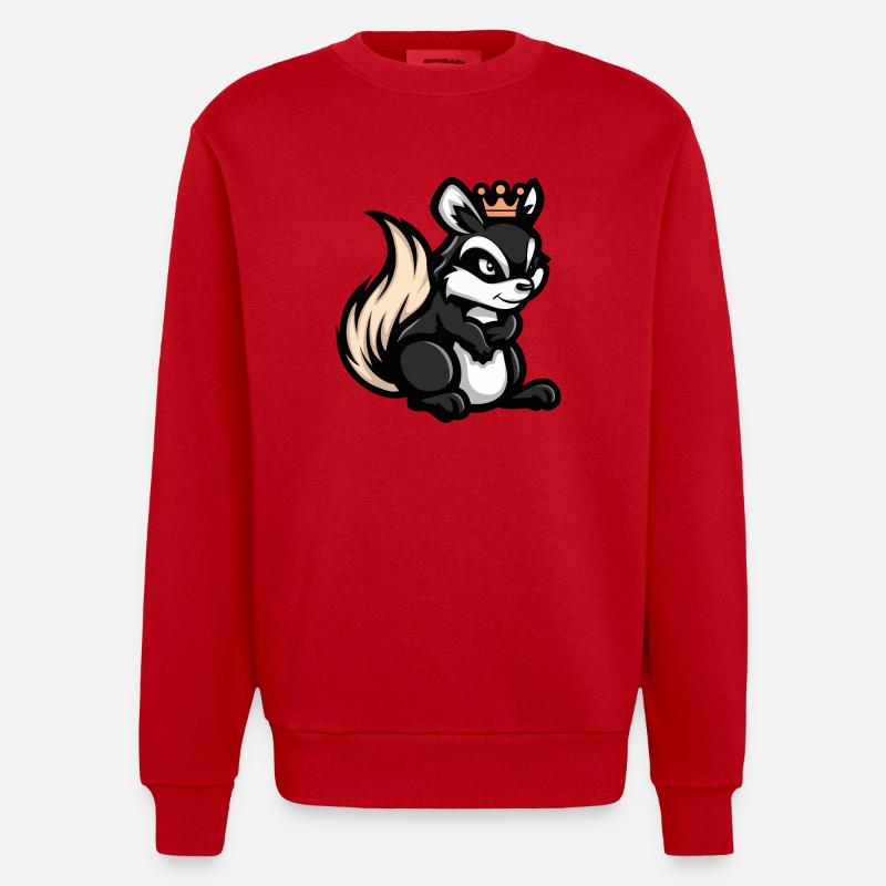 Skunk Comic Crown - Heavyweight Oversized Organic Crew Neck Made in EU - red