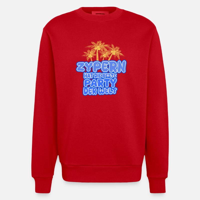 Zypern als Urlaub - Heavyweight Oversized Organic Crew Neck Made in EU - Rot