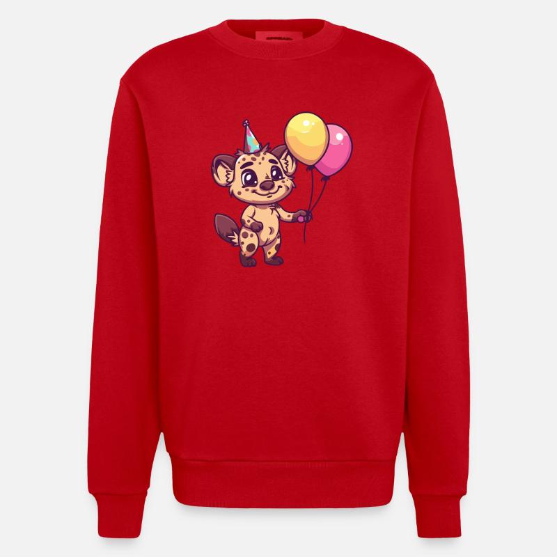 Hyena Birthday Comic Cute - Heavyweight Oversized Organic Crew Neck Made in EU - red
