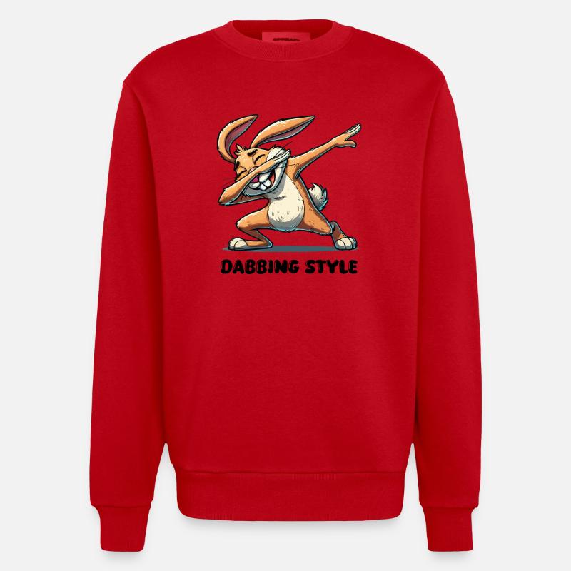 hase dabbing comic - Heavyweight Oversized Organic Crew Neck Made in EU - Rot