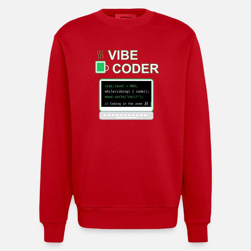 Vibe Coder - Heavyweight Oversized Organic Crew Neck Made in EU - red