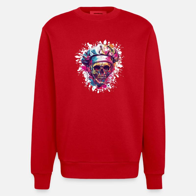 Crâne de chef - Sweat bio épais oversize fabriqué en UE - rouge