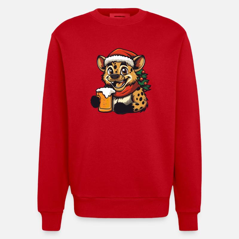 Hyäne Weihnachten Bier - Heavyweight Oversized Organic Crew Neck Made in EU - Rot