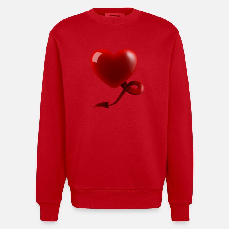 Coeur avec queue du diable - Sweat bio épais oversize fabriqué en UE - rouge