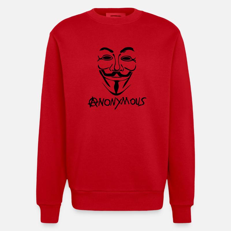logo anarchy anonymous masque mask - Sweat bio épais oversize fabriqué en UE - rouge