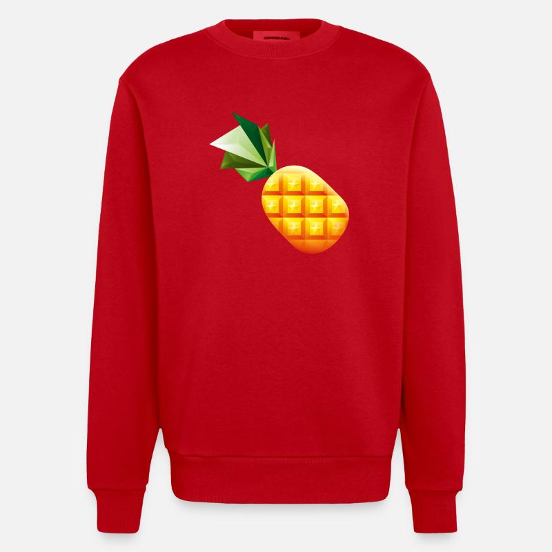 Smiley Pineapple - Sweat bio épais oversize fabriqué en UE - rouge