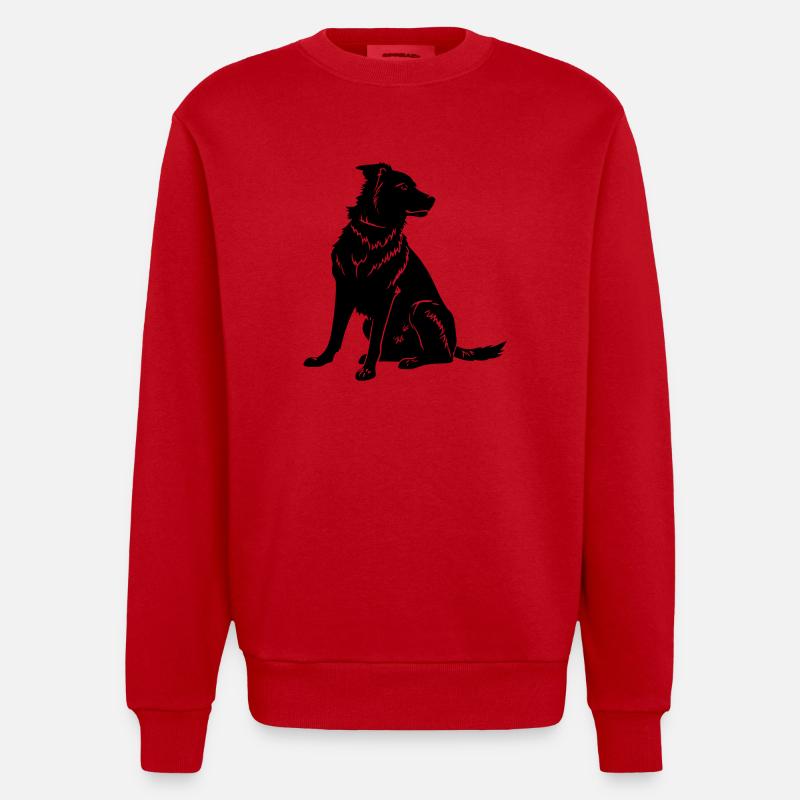 Border Collie Hund - Heavyweight Oversized Organic Crew Neck Made in EU - Rot