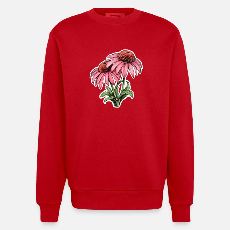 Echinacea 2 Blüten - Heavyweight Oversized Organic Crew Neck Made in EU - Rot