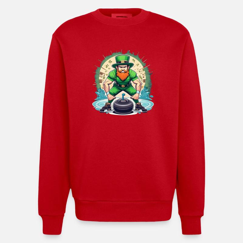 Curling Trèfle de la Saint-Patrick - Sweat bio épais oversize fabriqué en UE - rouge